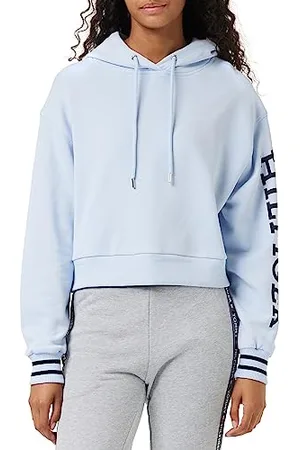 Tommy Hilfiger Damska bluza z kapturem REG MONOTYPE SLV Crop, Breezy Blue, L