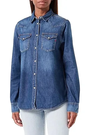 Replay Damska koszula dżinsowa slim fit, , L