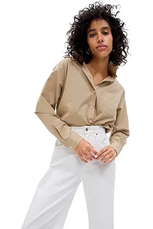 GAP Damska koszulka V-ls Popelina Big Shirt koszula z kołnierzem zapinanym na guziki, , XXL, , XXL