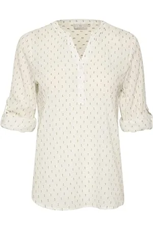 Kaffe Damska bluzka z długim rękawem V-Neck z guzikami Relaxed Fit Back Yoke damska, , 38