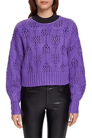 ESPRIT Edc by Damski sweter 112CC1I317, 510/PURPLE, XXL