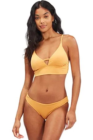 Billabong Damski klasyczny top bikini z dekoltem w serek, prążkowany kwiat, rozmiar L
