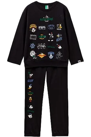 Benetton Pig(Sweter+Pant) 3VR50P055 zestaw piżamy, Czarny 100, XL Dziecko, , XL