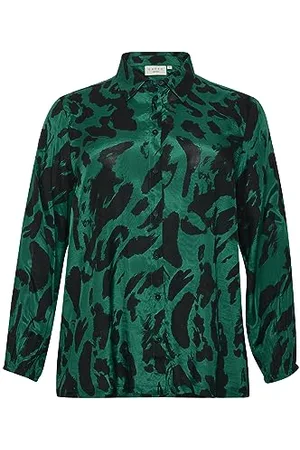 Kaffe Plus Size Damska koszula Button Up Regular Fit Printed Long Sleeves Damska, , 42 duże rozmiary