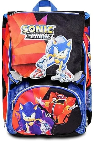 7 for all Mankind Rozszerzony plecak szkolny - SONIC JAK I GET ME, Czerwony Niebieski - Plecak Podwójna komora - Kieszeń na butelkę - Maxi Pojemność 28 lt - Plecak dla dzieci Szkoła Podstawowa, , Taglia