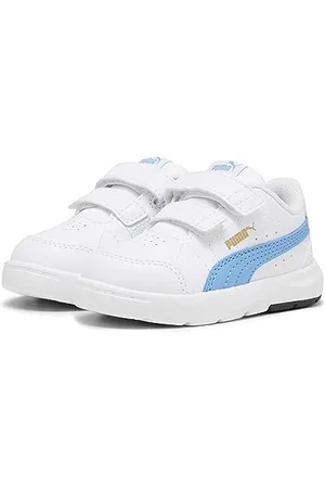 PUMA Evolve Court V INF, Buty Unisex dla niemowląt, White-Regal Blue Gold, 24 EU, White Regal Blue Gold, 24