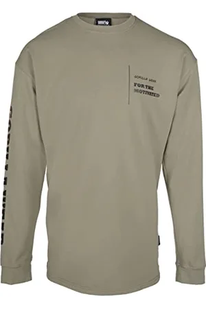 Gorilla Wear Boise Oversized Long Sleeve - zieleń wojskowa - wysokiej jakości z wytrzymałego i rozciągliwego materiału do kulturystyki i fitnessu, bardzo duże dopasowanie, logo