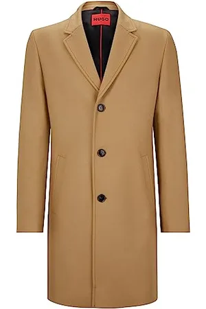 HUGO BOSS Męski płaszcz Malte2341 z mieszanki wełny z guzikami orzechowymi, , 54
