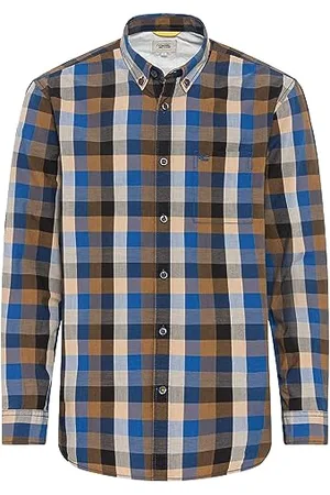 Camel Active Męska koszula w kratę z czystej bawełny, , 6XL
