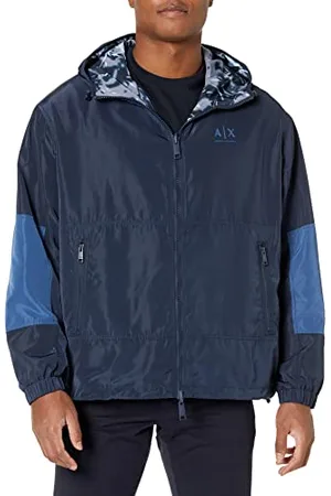 Armani Exchange Męska kurtka dwustronna z zamkiem błyskawicznym, Granatowy B/True N/granatowy B, XXL