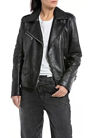 Replay Damska kurtka skórzana slim fit, , XS