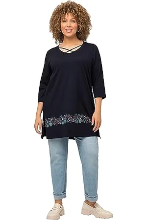Ulla Popken Damska bordiura nadruk na obszyciu, A-line T-shirt, , 46/48