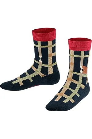 Falke Unisex Beaver Check zrównoważona bawełna półwysoka ze wzorem w kratkę, 1 para skarpet, , 19-22