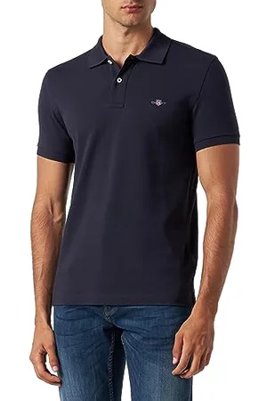 GANT Męska koszulka polo, Slim Shield SS Pique Polo, Evening Blue, standardowa, , XS