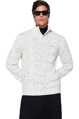 Trendyol Męski warkocz do włosów, długie rękawy, regularny sweter, , XL