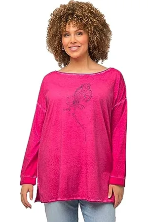 Ulla Popken Damska koszulka z nadrukiem flock, oversize, , 50-52