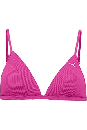 PUMA Damskie bikini prążkowane, trójkątne bikini, neonowy róż, S, , S