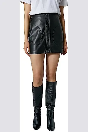 Koton Women, Snap Button Detail Pocket Faux Leather Mini Skirt, , 42