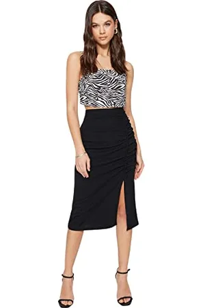 Trendyol FeMan Spódnica ołówkowa Regular Fit Spódnica dzianinowa, czarna, XL, , XL
