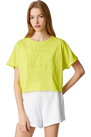 Koton Koszulka damska Crop Oversized Short Sleeve Crew Neck, , S