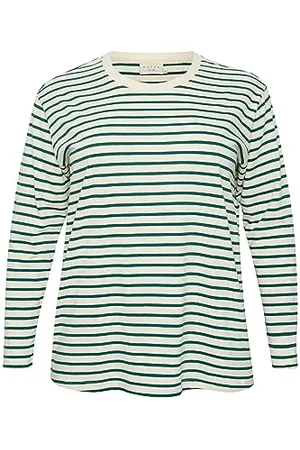 Kaffe Plus Size Damska koszulka z długim rękawem Regular Fit Crew Neck, , L/du?y rozmiar