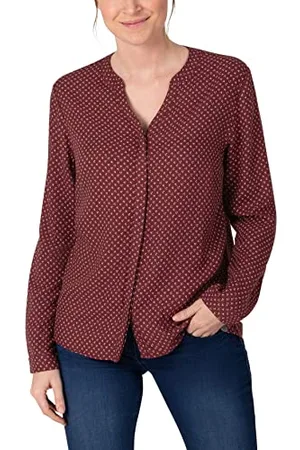 Timezone Damska bluzka Henley Blouse, red Ground Squares, S