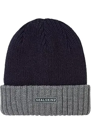 Sealskinz Bacton Czapka Beanie, Z Wywijanym Mankietem, Wodoodporna, Na Zimną Pogodę, Granatowa/Szara, S/M