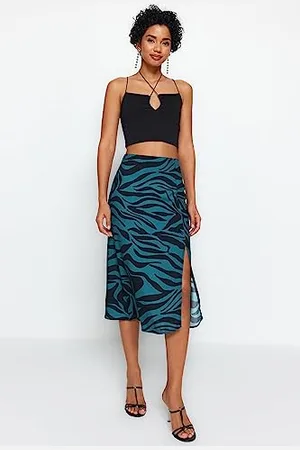 Trendyol Damska spódnica w stylu retro, midi, jedna linia, , 42