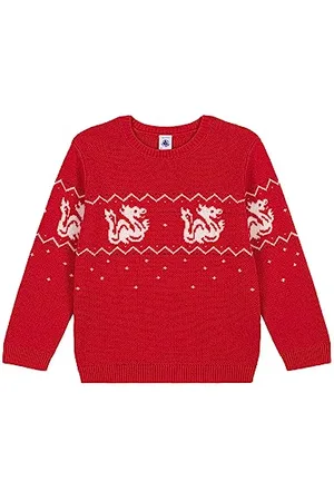 Petit Bateau Sweter chłopięcy, Corrida Red/Multico, 4 lat