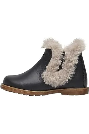 Falcotto WINTER WOOD FUR-Skórzane botki z futrzanym detalem, Czarny, 26 EU