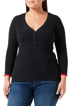 Scotch&Soda Damski Button Detail Skinny Rib sweter, czarny 0008, S, , S