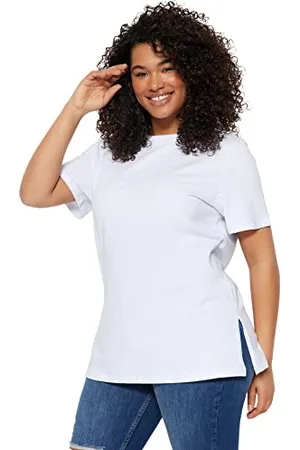 Trendyol Kobiety Zrelaksowany Standardowy Okrągły Dekolt Dzianiny Plus Rozmiar T-Shirt Koszula, , 3XL duże rozmiary