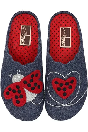 Manitu Damskie 320007-05 kapcie domowe, niebieskie, rozmiar 38, , 38 EU