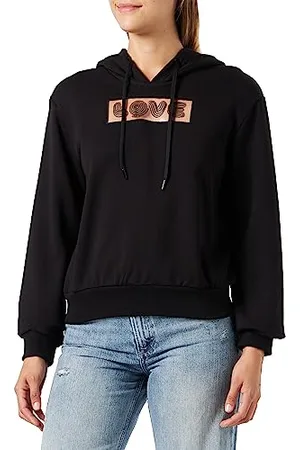Moschino Damska bluza z kapturem o regularnym kroju z długim rękawem, czarna, 40