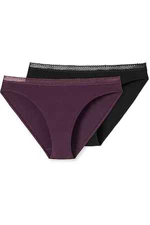 Schiesser Damen 2 PACK Slip Unterwäsche mit Spitze - Cotton Mix