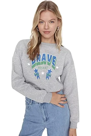 Trendyol Bluza damska Crew Neck Solid Color Cut, , L