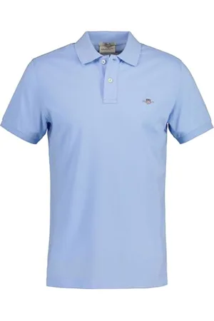 GANT Męska koszulka polo Slim Shield SS Pique, Capri Blue, standardowa, , XL