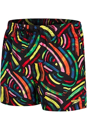 Speedo Chłopięce szorty z nadrukiem cyfrowym 33 cm, czarny/wulkaniczny pomarańczowy/fluo zielony/jasnożółty/lapis, XXL, , XXL