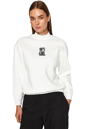 Trendyol Damska bluza z wysokim dekoltem i sloganem, , XS
