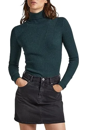 Pepe Jeans Damski sweter Dalia z zawijanym kołnierzem, Zielony (Regent Green), L