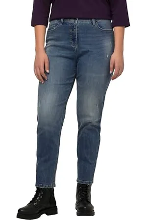 Ulla Popken Damskie dżinsy Thermo, MOM FIT, niebieski denim, 23 EU, , 23