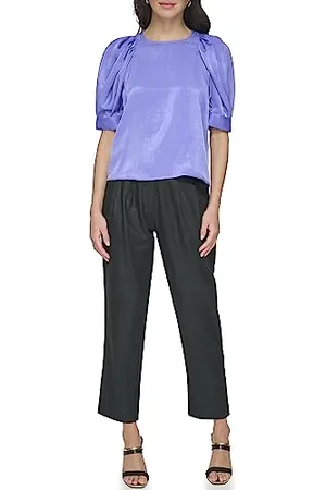 DKNY Damska satynowa bluzka z rękawami 3/4, Very Peri, L, , L
