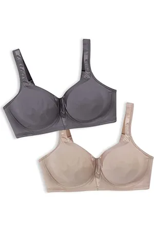 Playtex Damski 18-godzinny jedwabisty miękki wygładzający bezprzewodowy biustonosz US4803, 2-pak, prywatny jet/nude, 40C (opakowanie 2 szt.), 2 sztuki – Prywatny dysz/akt, 90C