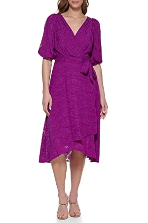 DKNY Damska sukienka kopertowa Fuax z rękawami, , 42