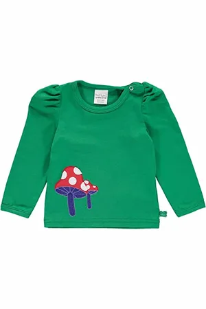 Green Cotton Mushroom Applique l/s T Baby, , 80 cm
