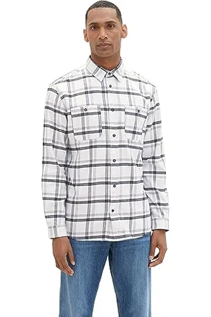 TOM TAILOR Męska koszula Comfort Fit ze wzorem w kratkę, z bawełny, , XXL
