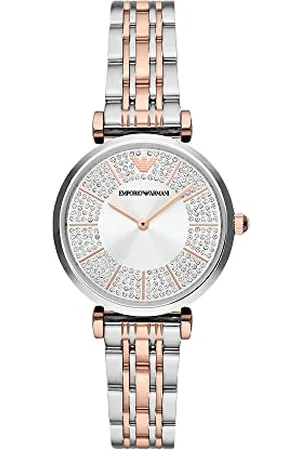Emporio Armani Zegarek dla kobiet, mechanizm zegarowy z dwoma wskazówkami, 32 mm 2T srebrny/różowy koperta ze stali nierdzewnej z bransoletką ze stali nierdzewnej, AR11537, , One Size