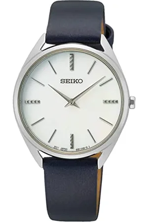 Seiko Damski analogowy zegarek kwarcowy ze skórzanym paskiem SWR079P1, , Minimalistyczny