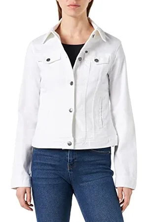 Armani Exchange Damski niezbędny, kolorowy denim, zapięcie na guziki, kurtka z kieszeniami z przodu, biała, XS, biały, XS