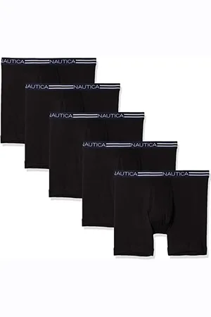 Nautica Męskie klasyczne bokserki bawełniane, wielopak retro (5 sztuk), Czarny, 5 sztuk, L